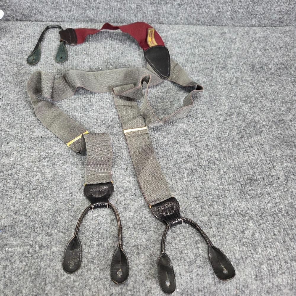 Trafalgar Burgundy Black Grey Striped Suspenders Braces Brown Croc Embossed Tabs